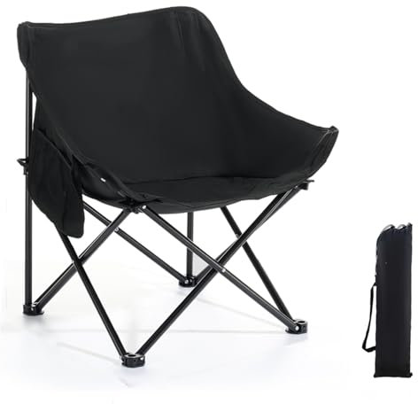 Tragbarer Outdoor-Klappstuhl mit hochdichtem Oxford-Stoff-Material und Rahmen aus Karbonstahl-Legierung, leicht und langlebig, Liegestuhl für Camping, Wandern und andere Outdoor-Aktivitäten (schwarz)