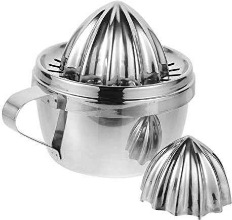OKUMEYR Presse-agrumes Manuel en Acier Inoxydable Argenté, Extraction Rapide et Pratique pour Citrons et Oranges, pour Usage en Boutique de Fruits ou Centre Commercial