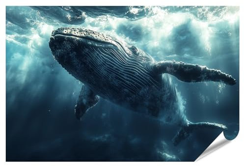 islandburner Prime Bild Poster EIN majestätischer Wal schwimmt im tiefblauen Ozean Premium Bilder Fotodruck