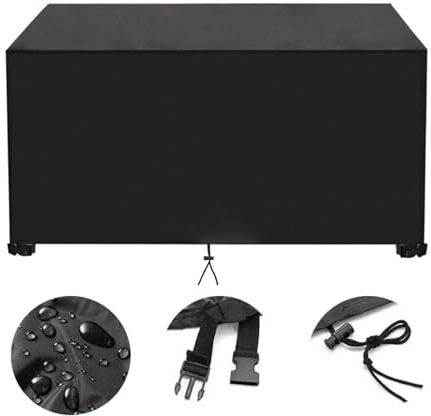 AJALGZ Abdeckung für Gartenmöbel Winterfest 140x40x65cm/LxWxH Schwarz 420D Oxford Gewebe Abdeckplane Gartenmöbel Schutzhülle für Terrassenmöbel Abdeckung Gartentisch Wasserdicht Winddicht Anti-UV