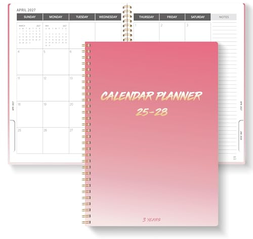 Monthly Planner 2026-2028, 2026 Calendar 30 Months With Monthly Tabs, January 2026 - June 2028, 8.7 x 11, 3 Years Academic Planner, Perfect for School & Office for Women & Men, Gradient Pink