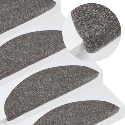 Gecheer Självhäftande Trappmattor för Steg 15 st 56x17x3 cm Grå, Antislipad Säkerhetsmatte, Trappmattor för Inre Steg, Trappskydd, Mattor, Trappmatta, Självhäftande Matta, P136391