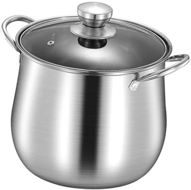 MAGICLULU Olla De De Acero Inoxidable Con Tapa Para Cocinar Sopas y Guisos Resiste Altas Temperaturas Para Cocina Familiar