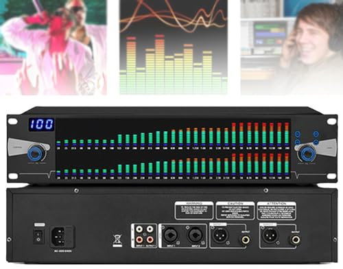 HXLDZOU Stereo Equalizer, Dual Channel Synchronized Control, 31-Band Digital Equalizer, Noise Reduction,with Led Spectrum Display, for Broadcast Studios