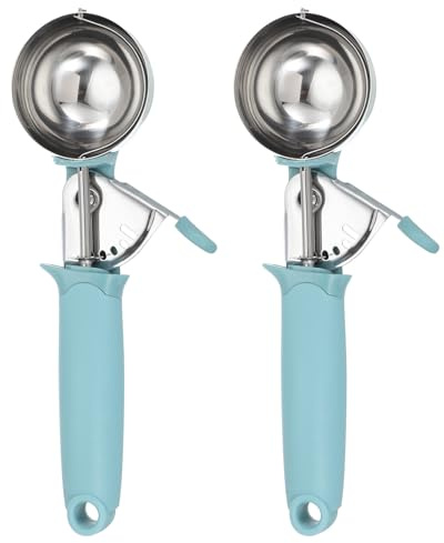 sourcing map 2pcs Cookie Scoops, Ice Cream Scoop with Trigger for Baking Cookie Dough Rice Pudding Kitchen Gadget, Blue