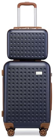 KONO Koffer Trolley Klein Hartschalenkoffer Reisekoffer von ABS Hartschalen Handgepäck mit 4 Spinner-Rollen TSA Schloss,57x38x24 Blau