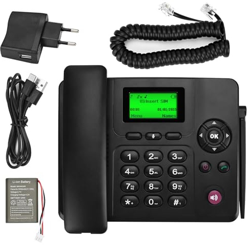 Lychee 2, 3, 4G, telefono cordless fisso – Dual SIM, multilingue (incluso tedesco), ampio display retroilluminato, telefono da tavolo per uso in ufficio/hotel/casa