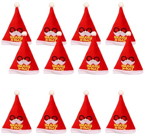 AOOOWER 12 Stück Weihnachtsparty-Nikolausmütze, elegante Weihnachtsmütze mit weißen Krempen für Feiertagsfeiern