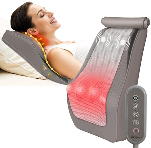 Snailax Back Massager for Back Pain Deep Tissue, Shiatsu Lower Back Neck Massager with Heat, 3D Kneading Massage Pillow for Neck Shoulder Legs, Gifts for Mom, Dad, Women (Beige)