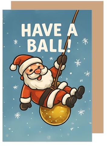 Edition Seidel Premium Grußkarte zu Weihnachten mit Umschlag. Glückwunschkarte Weihnachtskarte Karte englisch für Frau Mann Retro Merry Christmas Xmas Weihnachtsmann Lustig Humor (W1105 SW025)