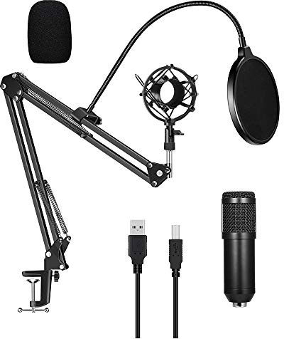 USB 192 kHz 24 bit Podcast inspelningsmikrofon kit professionell kondensor studio sändning MIC med stativ plug play för spelchattande talströmning