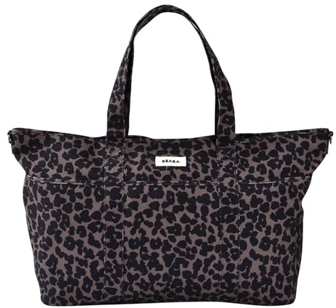 BEABA, Sac à Langer Madrid XXL- 44L– Tote Bag Grande Capacité, Sac à Langer Maman Papa avec 11 Poches, Poche Isotherme, Attache Poussette Intégrée, Tapis à Langer Matelassé, Léopard