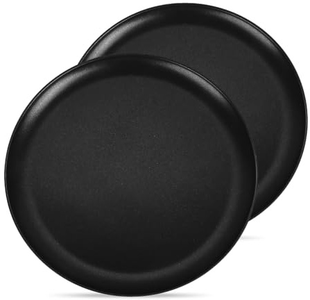 QYRDBGY 2 Stück Pizzablech Edelstahl, 30cm Schwarz Rund Pizzaform mit Antihaftbeschichtung Ofenblech Pizzapfanne Pizzateller Set Backblech Pan für Backen Servieren
