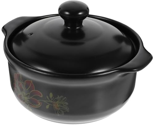 FOMIYES Olla de Barro para Estofados y Sopas, Diseño Elegante y Funcional, Apta para Cocción Lenta y Uso en Cocinas Eléctricas Gas, Adecuado para Preparar Platos Familiares