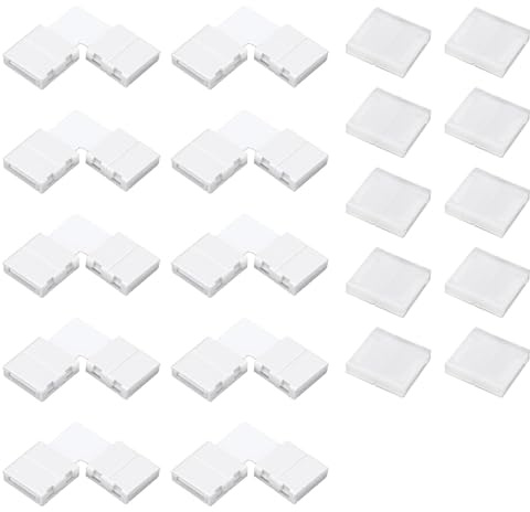 Conector Tira LED 4 Pines, 20 Piezas RGB 10mm Sin Soldadura | Fichas Empalme LED RGB Para Tiras SMD 5050, Conexión Rápida Sin Soldadura, Conectores Rectos Y De Esquina