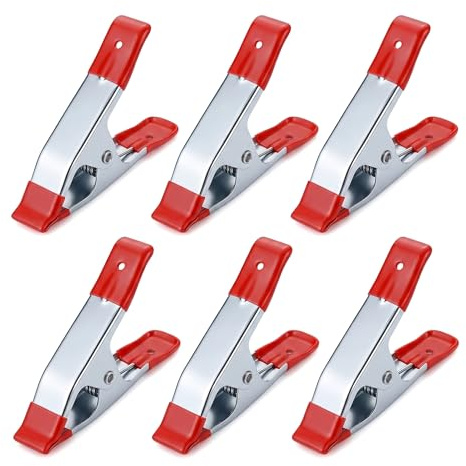 6 Pcs Heavy Duty Metal Spring Clamps Woodwork 6 Inch Large | Metall Market Stall Clips with Rubber Coated Tipped Grip for Camping Tarpaulin Woodworking Crafts