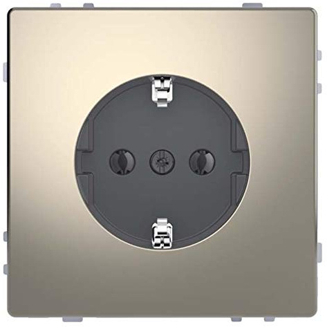 Merten MEG2301-6050 SCHUKO-Steckdose, Steckklemmen, Nickelmetallic, System Design