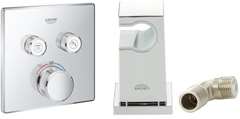 GROHE Grohtherm Smartcontrol | Brause- und Duschsysteme - Thermostat | mit 2 Verbrauchern | 29124000 + GROHE Euphoria Cube | Zubehör - Wandanschlussbogen | 1/2 Zoll | 26370000