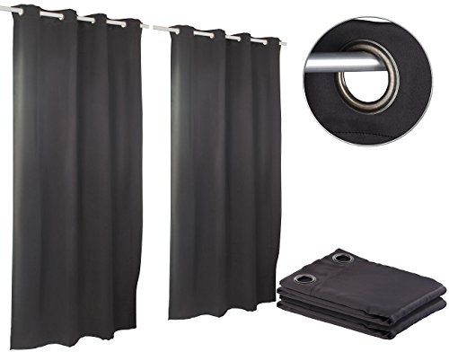 Carlo Milano Vorhang lickdicht: 2er-Set Verdunkelungs-Vorhänge, 4-cm-Ösen, 145 x 245 cm, schwarz (Thermo-Gardinen Blickdicht, Fensterschal)