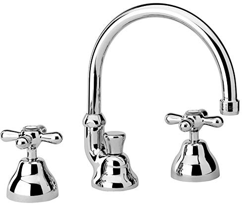 Paini - LIBERTY 214 Rubinetto Batteria lavabo 3 fori con bocca orientabile e maniglie a Croce, Bagno, Cromato, Design Liberty, interamente prodotto e lavorato in Italia