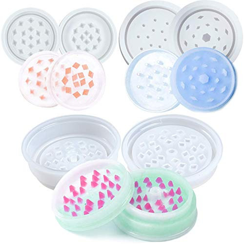 FUNSHOWCASE Plante Broyeur Résine Époxy Silicone Moules Set Pour Épices Thé Feuille 3 Tailles 2.5 inch 2inch 1.6inch