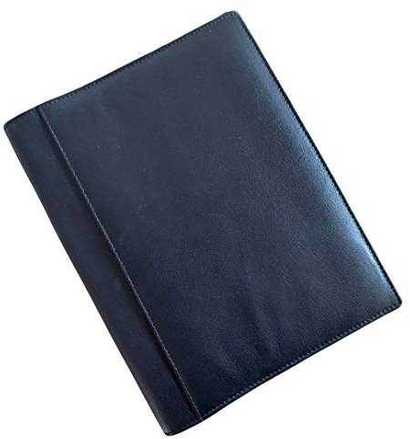 Premium Leather A5 Refillable Notebook Cover – Soft Genuine Leather Journal Holder with Free Lined Insert | EMVY Embossed | Fits Most A5 Notebooks (80+ Pages) (Black)