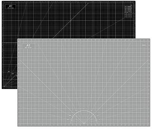 Headley Tools 61 x 91.4 cm große selbstheilende Schneidematte, langlebige rotierende Schneidematte, doppelseitig, 5-lagig, Gitterschneidebrett für Handwerk, Stoff, Quilten, Projekt, grau/schwarz