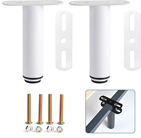 Adjustable Metal Bed Legs, Heavy Duty Support - Retractable, Suitable for Cabinet & Sofa Bed Frame Replacement (2 Pcs, 7-13 Inch, White)