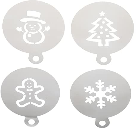 4stücke Teiliges Weihnachts-kuchenschablonen Kreative Backideen Dekoriere Kuchen Kekse Und Kaffee Einfach Selbst Mit Verschiedenen Motiven Für Festliche Atmosphäre