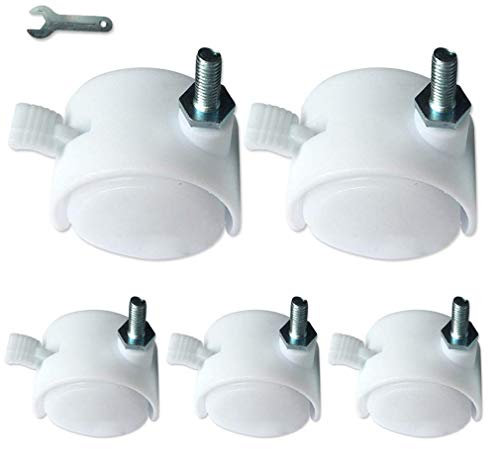 FSCLJ Ruedas para Carro de 1,5, Ruedas giratorias, Ruedas para Muebles, Ruedas para aparatos, Ruedas para sillas de Oficina, Tornillos M6, Blanco