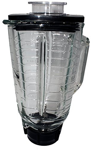 Blendin 5 Cups/40 Ounce Square Glass Jar Assembly With Blade, Gasket, Base, Lid. Compatible with Oster Blenders