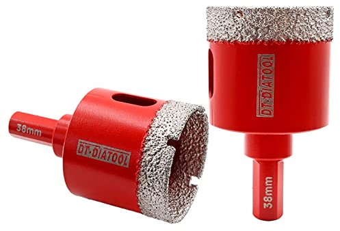 DT-DIATOOL Diamond Drill Bit 38mm 2pcs Vacuum Brazed Diamond Hole Saw with Triangle Shank Drilling Porcelain Tile Ceramic Marble Granite Masonry Quartz