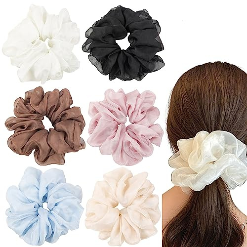 Übergroße Haargummis, Jumbo-Haargummis aus Organza, große Haargummis aus Chiffon, riesige Haargummis, große Haargummis für Frauen und Mädchen