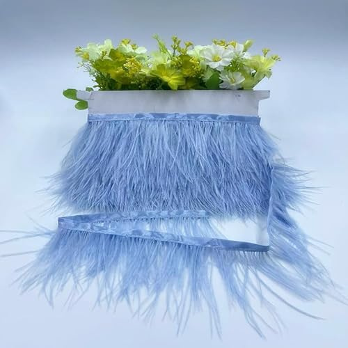 1 m 8–10 cm strutsfjädrar bård fransar med satinband, strutsfjädrar bård fjäder fransar trim sömnad för strutsfjäder hantverk kostymer dekoration gör-det-själv cape halsduk kjol klänning dekoration –