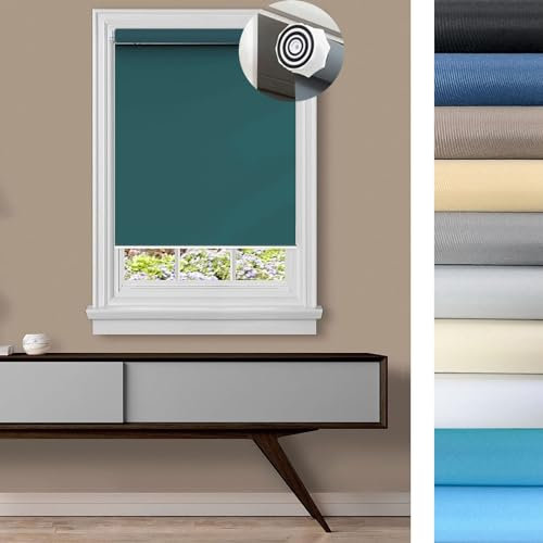 Thermorollo Ohne Bohren Klemmfix 60 x 70 cm Einfache Installation Easyfix, Fenster rollos für innen lichtundurchlässig I Flexibler Seitenzug für Türen und Fenster, Dunkelblau