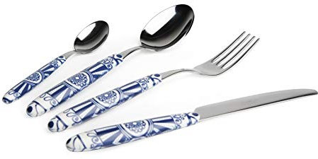 Excelsa Boheme Blue Besteck-Set, Edelstahl, Griff aus Kunststoff, 24-teilig