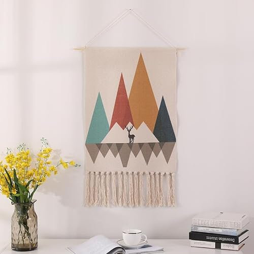 BMIDRUT Arazzo da parete in tessuto macramè, decorazione per la casa, stile bohémien, per casa, appartamento, dormitorio, 50 x 85 cm