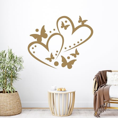 GRAZDesign Herz Wandtattoo mit Schmetterlinge Wandaufkleber für Wohnzimmer Schlafzimmer Kinderzimmer Flur - Wanddekoration - 37x30cm / schwarz