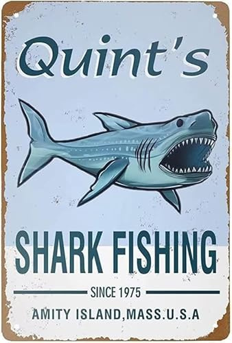 GQWJKSZ Art Jaws 80er-Jahre-Filmplakat, Vintage-Metallblechschilder, Retro-Garagenschilder für Männer, Wanddekorationen, Poster, Öl- und Tankstellenschild, Männerhöhlendekoration, 20,3 x 30,5 cm