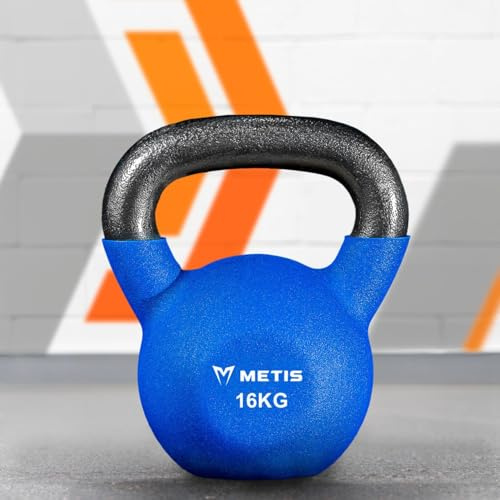 METIS Neopren Kettlebells – 4kg till 28 kg | Hemmaträning & Gym – Vikter för Styrketräning | Gjutjärn Kettlebells (16kg)