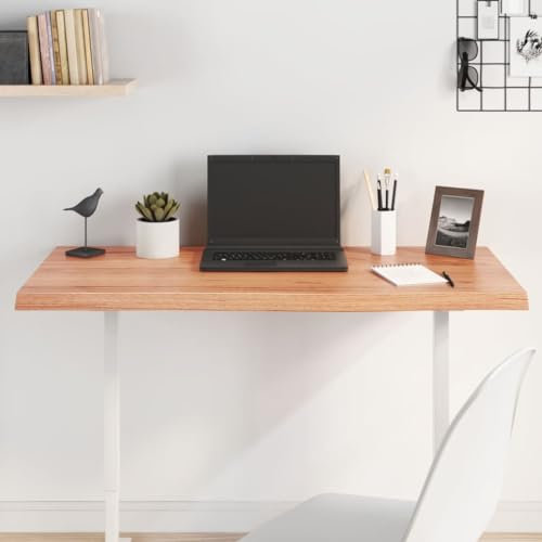 CIADAZ Tischplatte Hellbraun 100x40x4 cm Massivholz Eiche Behandelt, Arbeitsplatte, Holzplatte, Schreibtischplatte, Waschtischplatte, Küchenarbeitsplatte