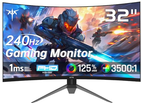 KTC 32 Inch 240Hz Curved Gaming Monitor, FHD 1080P 1500R HDR Gaming PC Monitor, FreeSync, Ultra-Fast 1ms Monitor for Gamer, 3500:1 Contrast, HDMI 2.0 x 2, DisplayPort 1.4 & USB 2.0, H32S17F