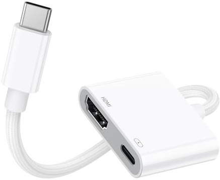 USB C to HDMI Adapter, Type C to HDMI Adapter 4K HD Video & Audio Sync Screen Converter Compatible with iPhone 15/iPhone 15 Pro, iPad Pro, Samsung Galaxy S24, MacBook Pro/Air, Huawei P40/P30 etc.