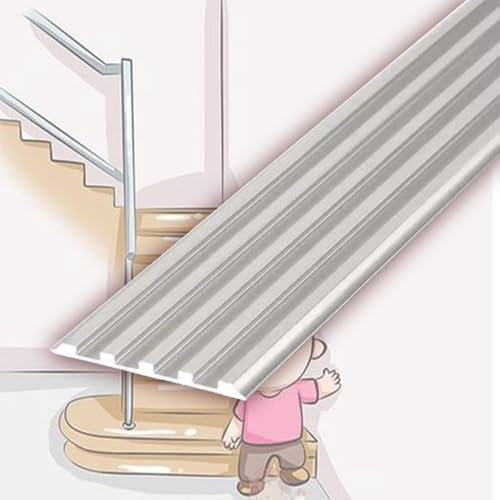 QSPNVFB Metall Antirutsch Treppenkante，Selbstklebend Treppenkantenprofil, Anti-Rutsch Stufenkantenprofil, Aluminium Übergangsstreifen(Silver,L 90 x W 5CM (36 x 2))
