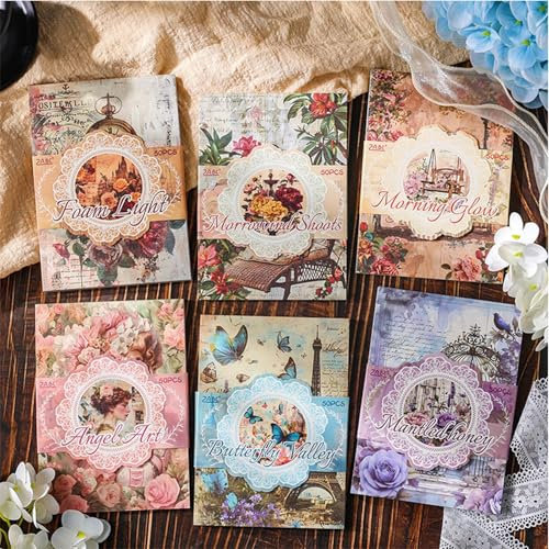 300 Blatt Vintage Floral Scrapbook Papier - Blumengarten Karton Decoupage Papier Buch, Junk Journal viktorianisches Scrapbooking Papier für Kartenherstellung, Cottagecore Bild Kunst Collage DIY