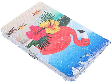 STOBOK Flamingo Sequin Cover Notebook Writing Pad Adorable Patterns Portable Diary Book