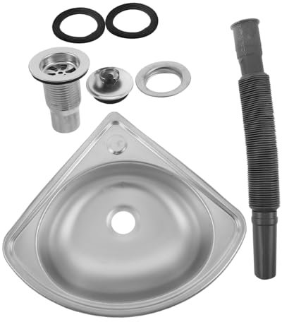 iplusmile 1set Rv Washing Sink Stainless Steel Basin Space-saving Fan-shaped Single Bowl for Dishwashing Vegetable Washing Easy Installation for Motorhomes Small Kitchens