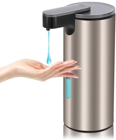 MEKOTRIN Dispenser Sapone Automatico, 340 ml USB Ricaricabile Dispenser di Sapone Liquido in Acciaio Inossidabile, Distributore Sapone Elettrico con 3 Livelli Regolabili a Infrarossi da Sensore