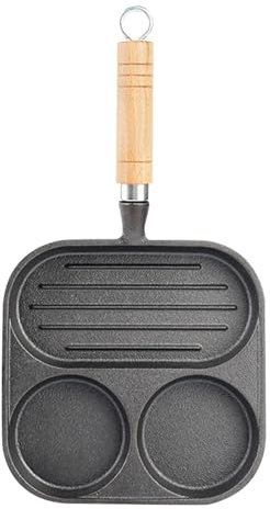 Ustensiles de cuisine en fonte poêle à crêpes 3 sections divisées anti-adhésive poêle à œufs hamburger machine compatible cuisinière à gaz induction