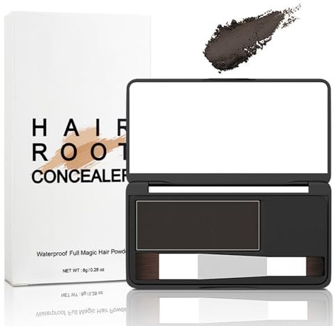 Ansatzpuder Dunkelbraun, Natürlich Haar Concealer zur Haarverdichtung für Frauen & Männer, Langanhaltend Haaransatz Puder für Dünne Stellen & Kahle Stellen, Wasserfest Fleckenfreier Haar Concealer